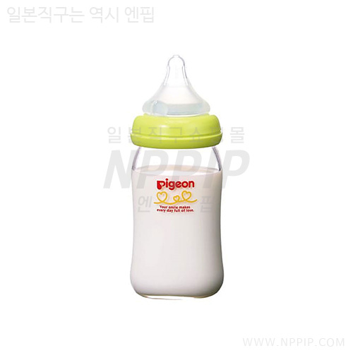 [피죤] 모유 실감 젖병 (내열 유리제) 라이트 그린 160ml
