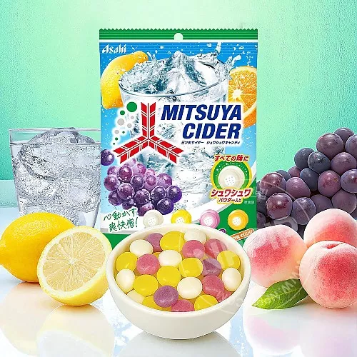 아사히 미츠야 사이다 네가지 과일맛 탄산 사탕 112g