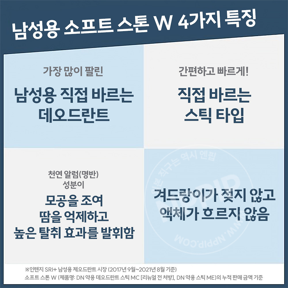 데오나츄레 남성용 소프트 스톤W 데오드란트 스틱 20g