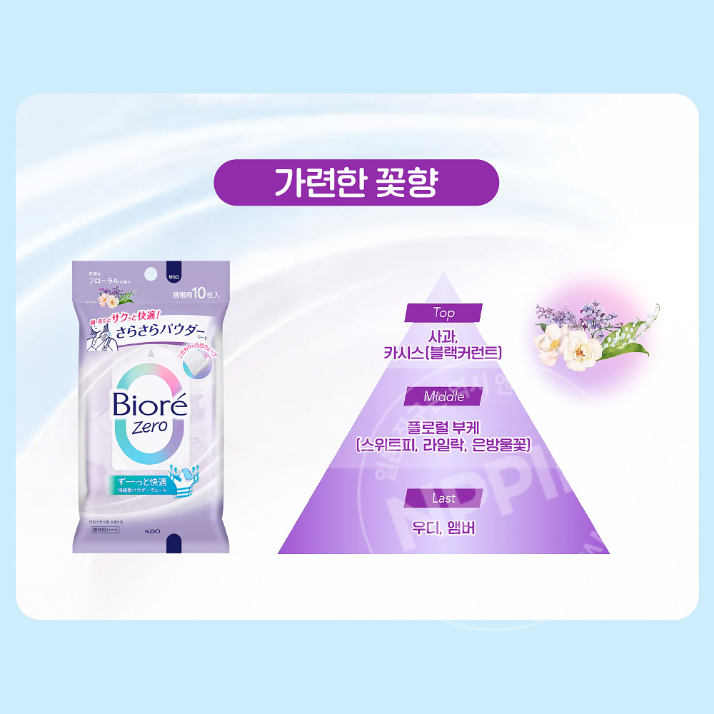 비오레 제로 사라사라 파우더 시트 플로럴향 10매입