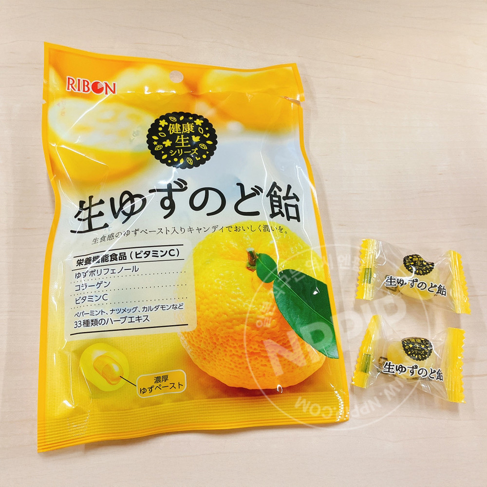 리본 생 유자 목캔디 사탕 48g
