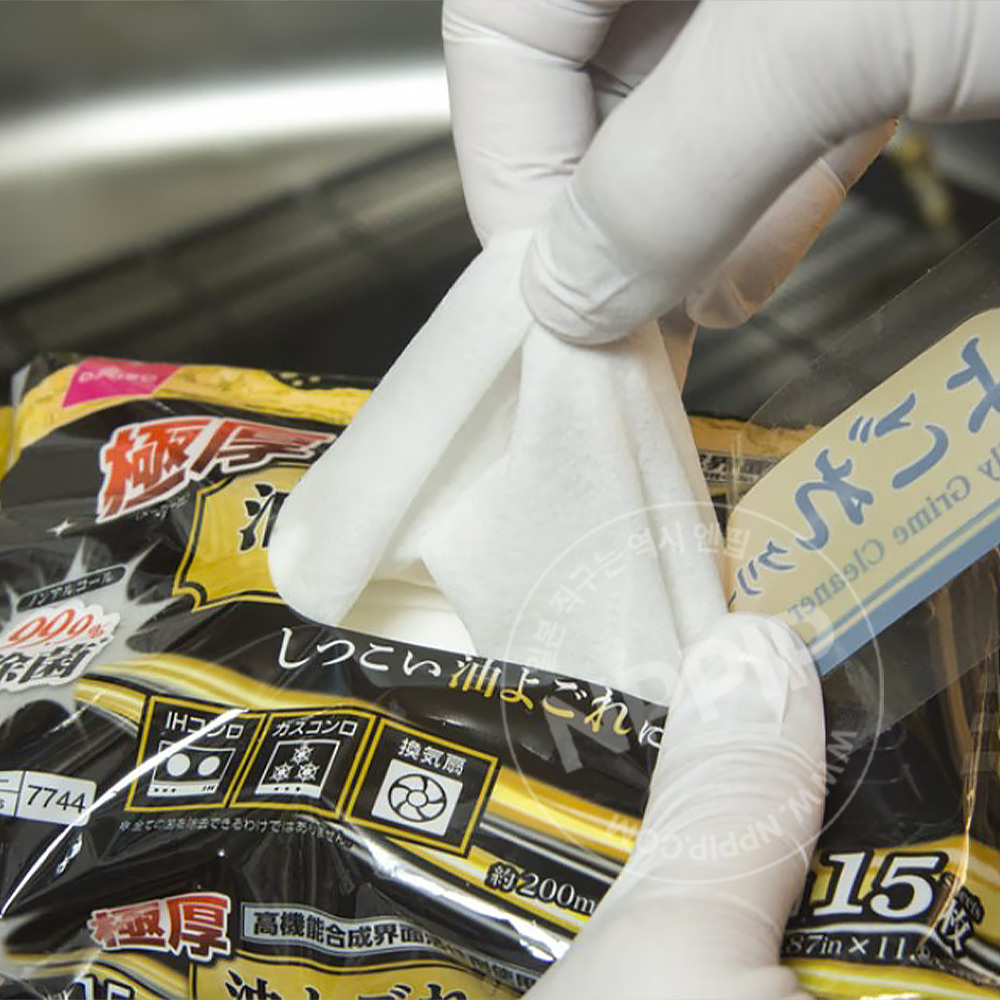 다이소 주방 기름때 클리너 제거 두툼한 물티슈 15장