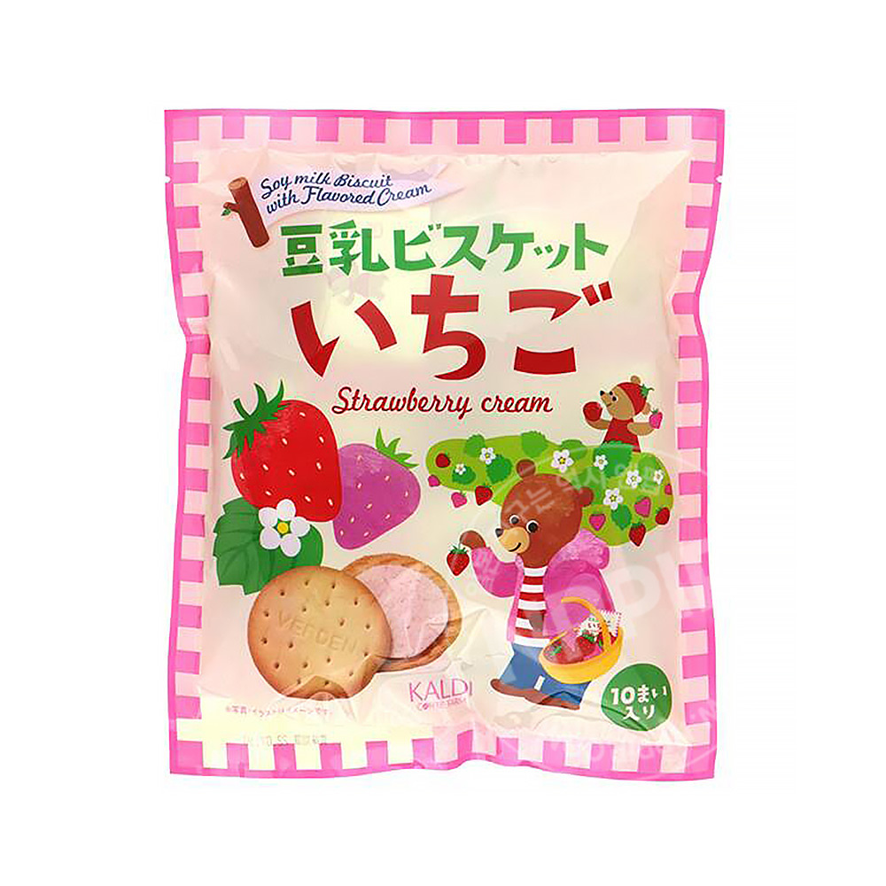 칼디 두유 비스킷 딸기크림맛 일본 쿠키10개입
