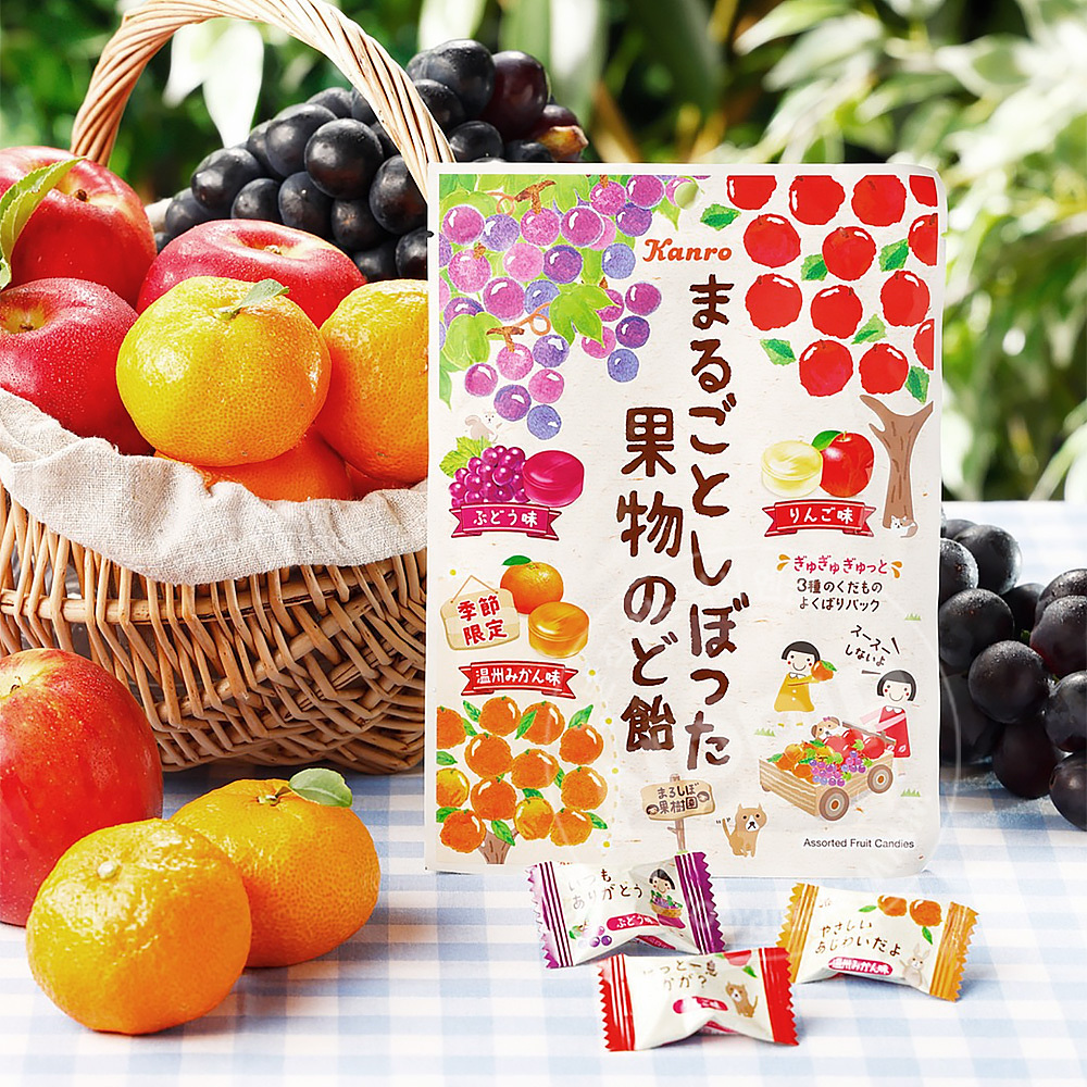 칸로 통째로 짜낸 과일 일본 사탕 목캔디 3가지맛 아소토 80g