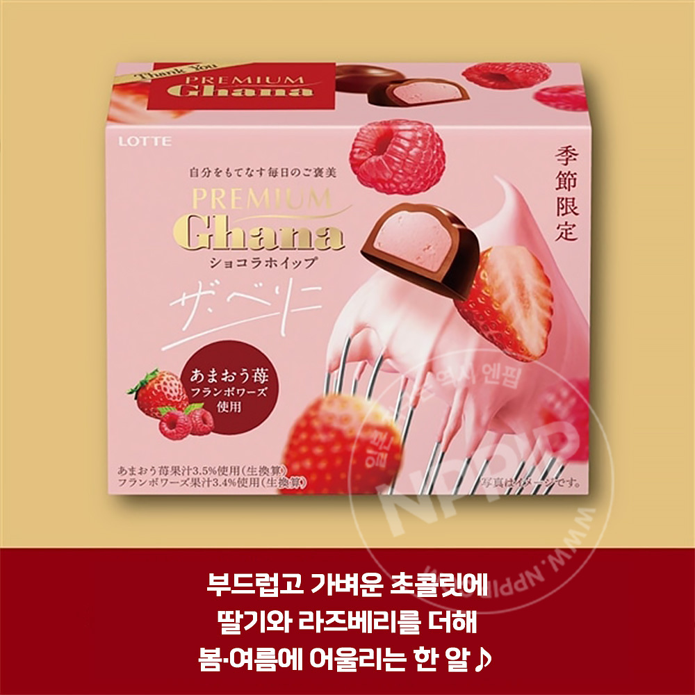 롯데 프리미엄 가나 쇼콜라휩 베리맛 초콜릿 56g