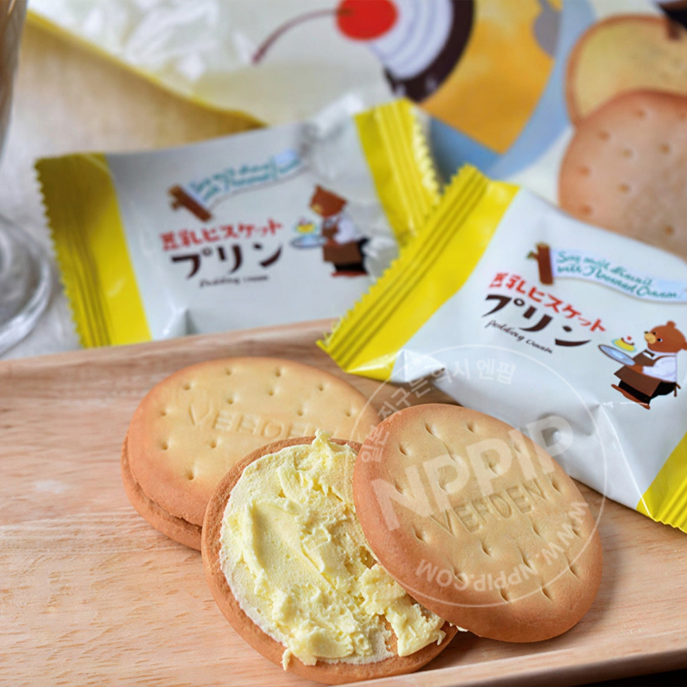 칼디 두유 샌드 비스킷 푸딩 크림맛 10개입