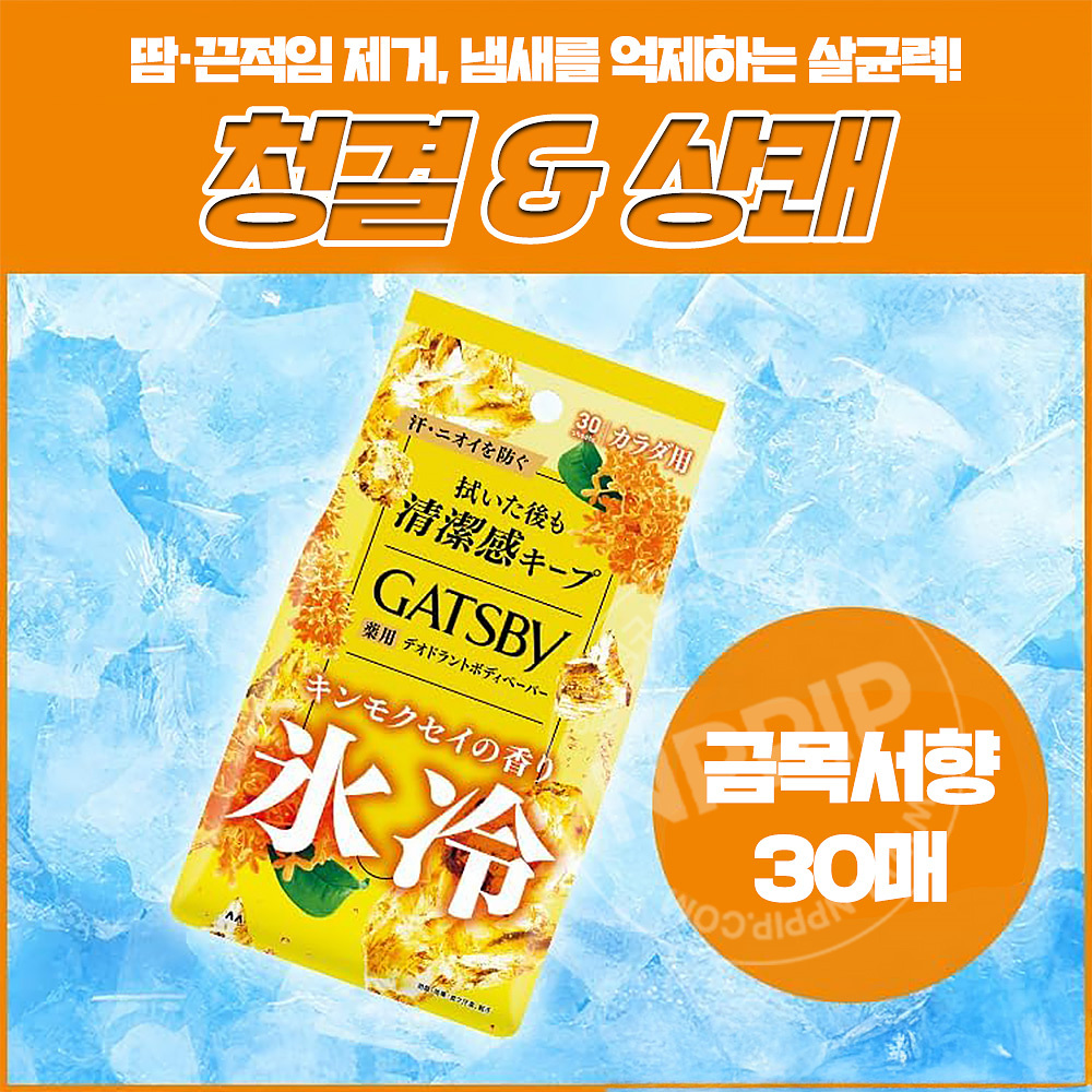 [갸스비] 쿨링시트 아이스 데오도란트 바디 페이퍼 냉각 시트 금목서향 30매입