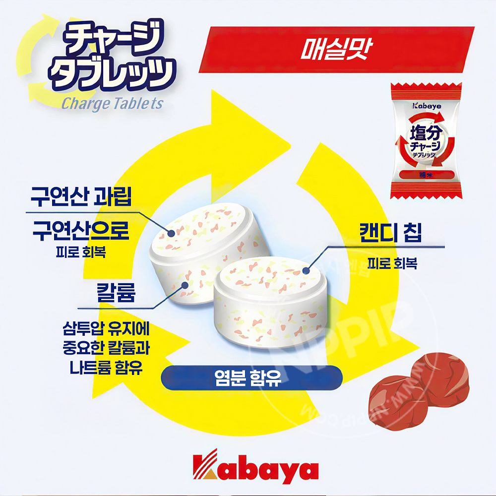 카바야 염분 보충 타블렛 일본 사탕 매실맛 81g