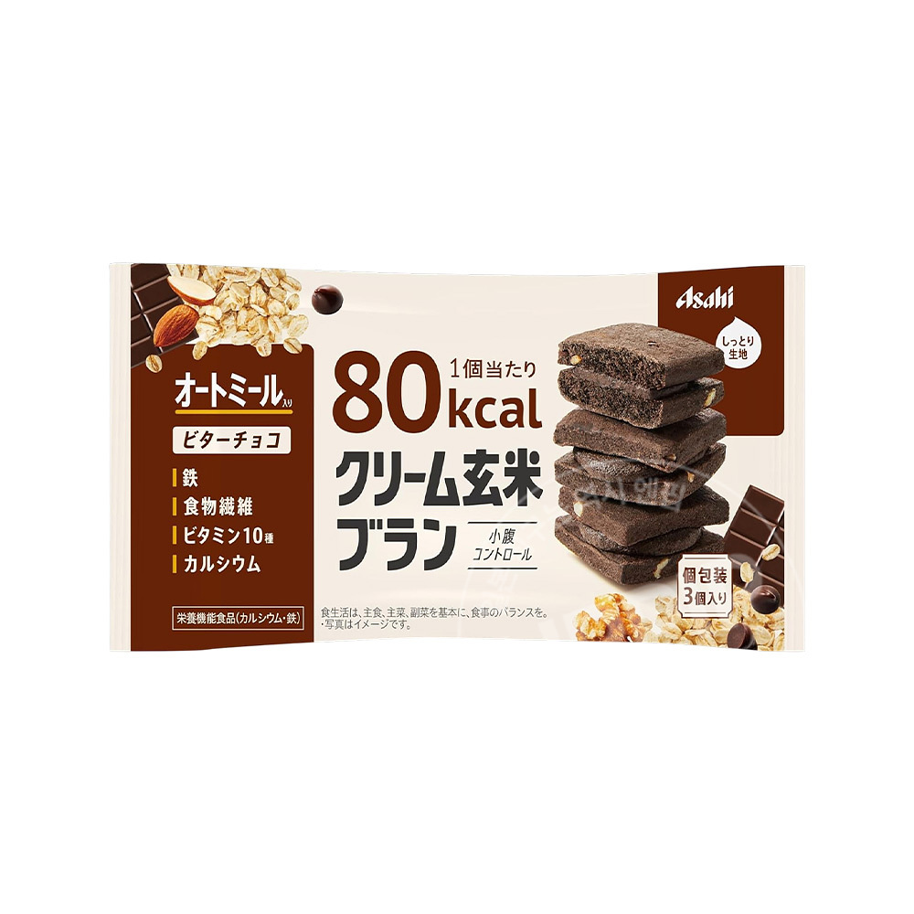 아사히 크림 현미 블랑 쿠키 저칼로리바 80kcal 비터초코 3매입