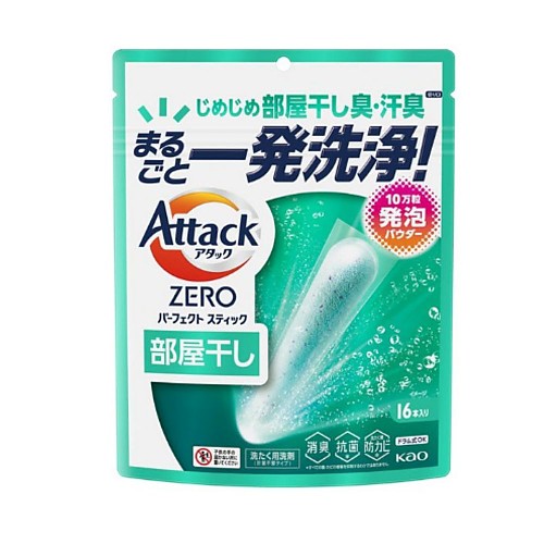 카오 어택 ZERO 퍼펙트 스틱 실내건조 세제 16개입 선샤인 아쿠아향