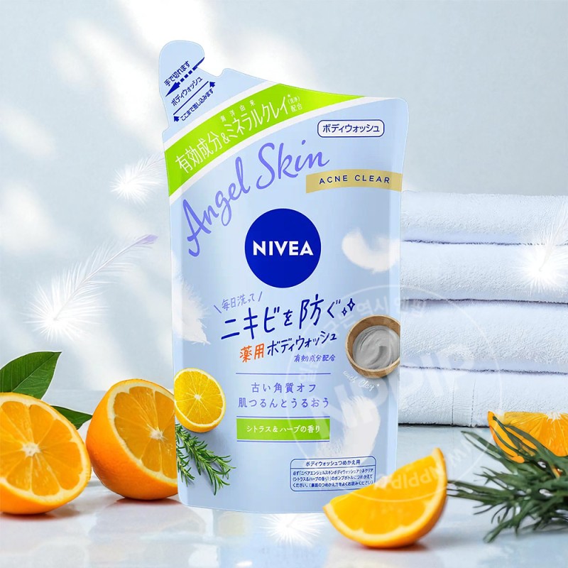 니베아 엔젤스킨 바디워시 아크네클리어 시트러스허브향 리필 350ml