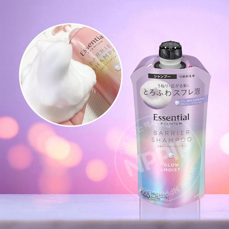 에센셜 프리미엄 베리어 샴푸 글로우&모이스트 리필 340ml