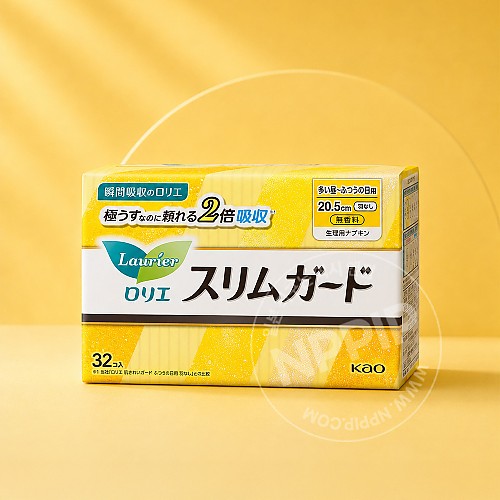 카오 로리에 슬림가드 낮용 날개없는 부착형 20.5cm 무향료 32매입