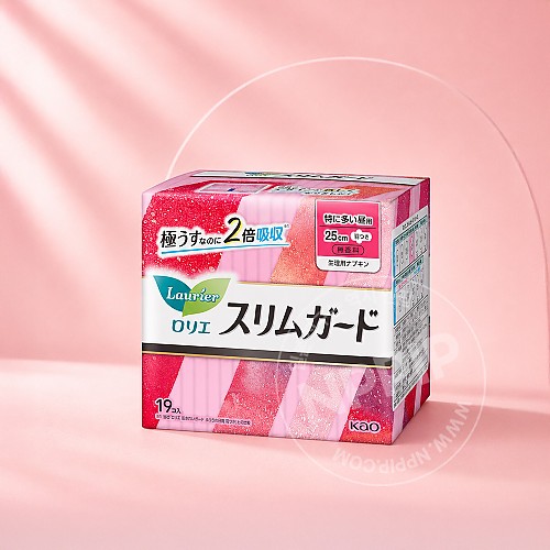 카오 로리에 슬림가드 특히 많은날 낮용 날개형 25cm 무향료 19매입