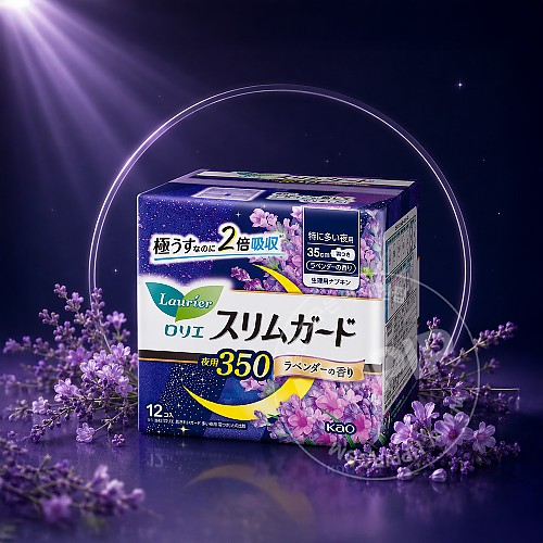 카오 로리에 슬림가드 특히 많은날 밤용 35cm 라벤더향 12매입