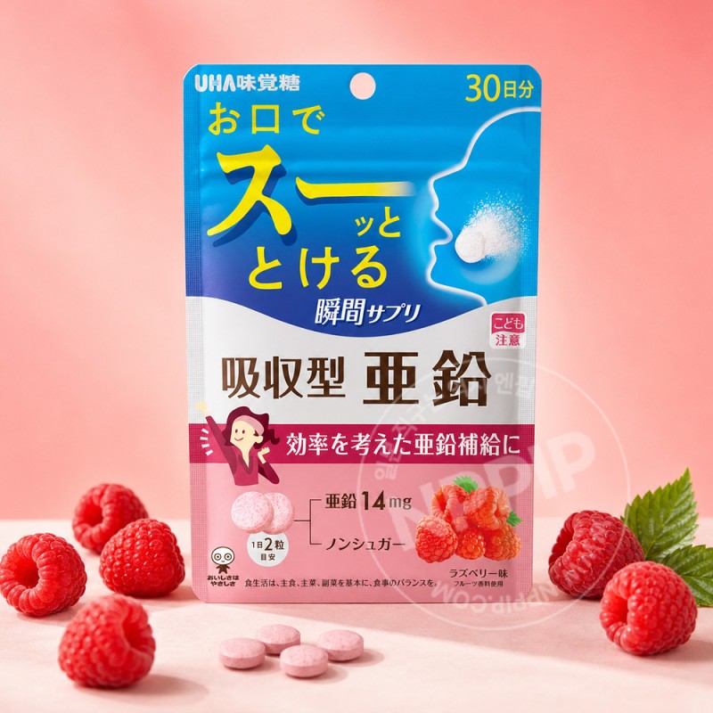 UHA미각당 순간 서플리 흡수형 아연 라즈베리맛 30일분 60알