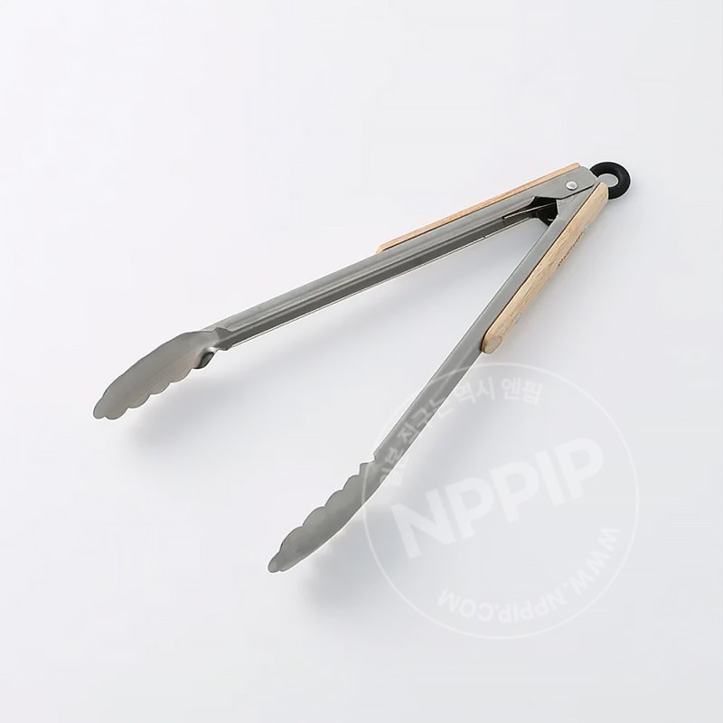 스탠다드 프로덕트 목재 손잡이 바베큐 집게 30cm