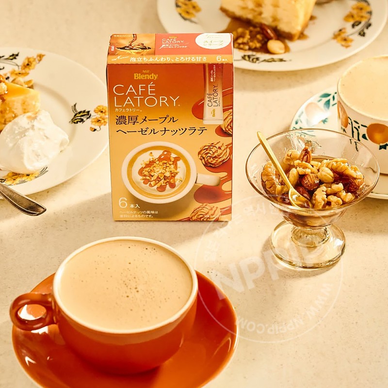AGF Blendy 카페라토리 스틱 진한 메이플 헤이즐넛 라떼 6개입