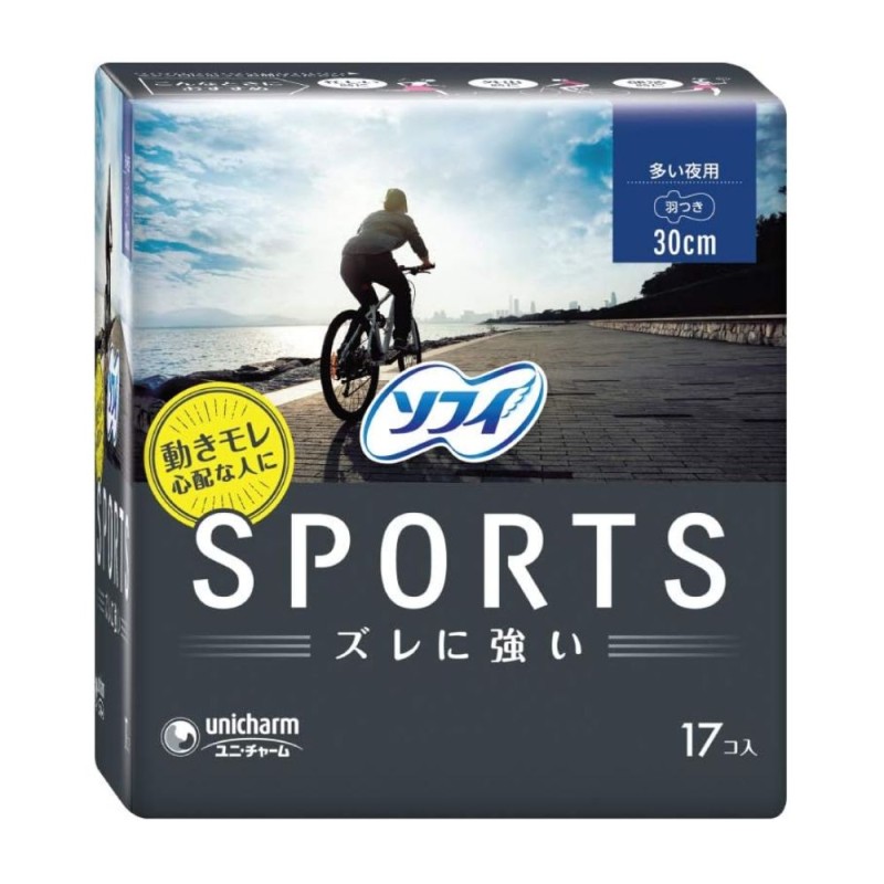 유니참 소피 스포츠 양 많은 날 오버나이트 날개형 30cm 17개입