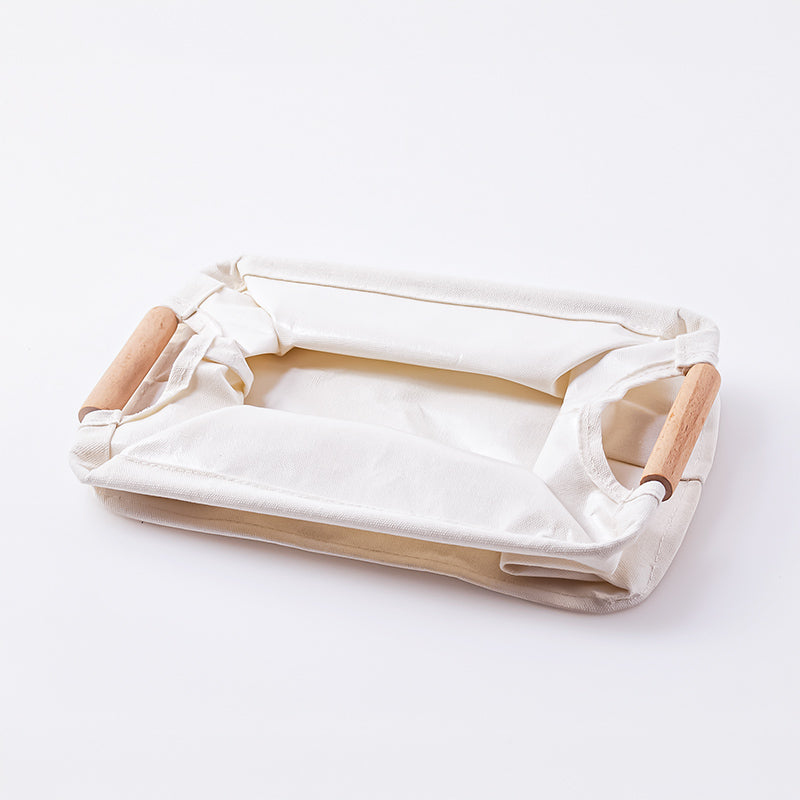 스탠다드 프로덕트 패브릭 수납박스 원목 손잡이 아이보리 28cmx19cmx15cm