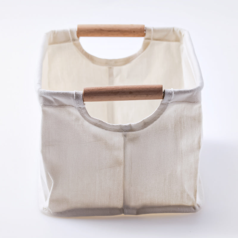 스탠다드 프로덕트 패브릭 수납박스 원목 손잡이 아이보리 28cmx19cmx15cm