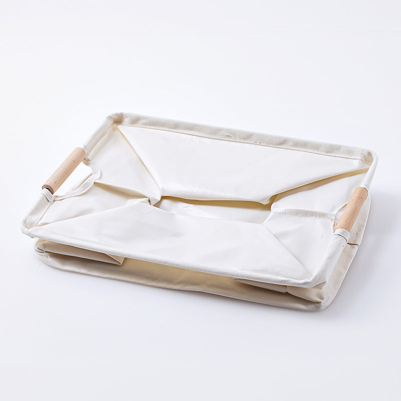 스탠다드 프로덕트 패브릭 수납박스 원목 손잡이 아이보리 38cmx28cmx26cm