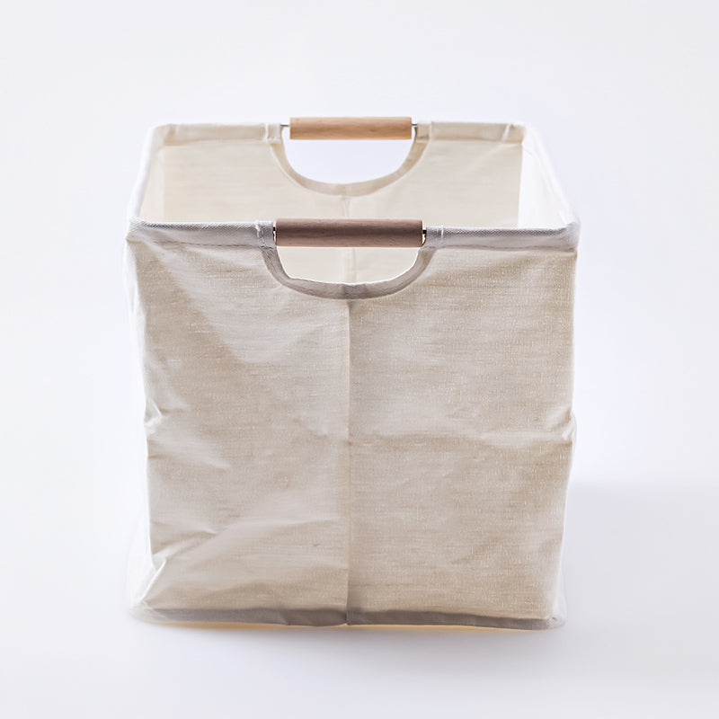 스탠다드 프로덕트 패브릭 수납박스 원목 손잡이 아이보리 38cmx28cmx26cm
