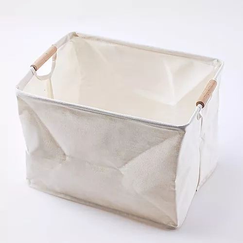 스탠다드 프로덕트 패브릭 수납박스 원목 손잡이 아이보리 38cmx28cmx26cm