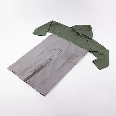스탠다드 프로덕트 바이컬러 레인코트 다크그린x그레이