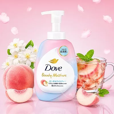 도브 바디솝 피치 화이트티향 거품 바디워시 540g