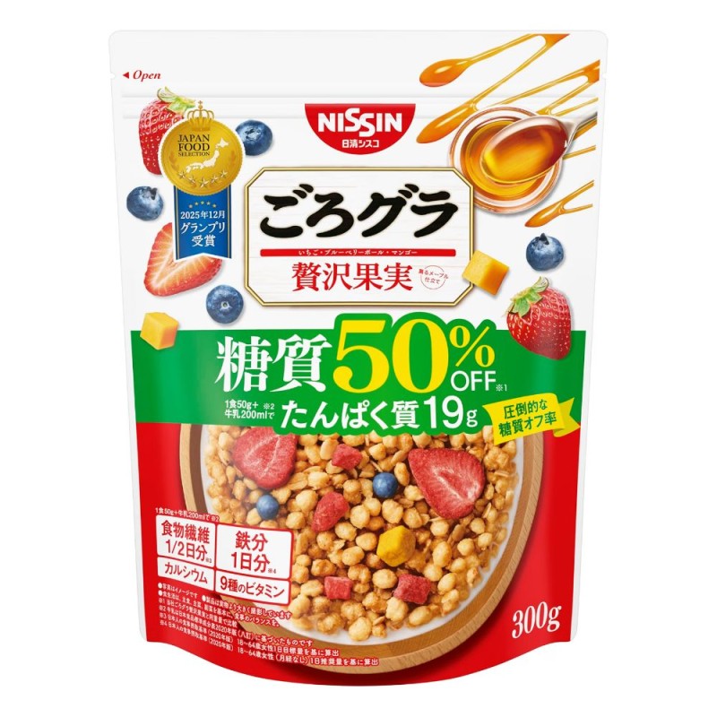 닛신 고로그라 그래놀라 시리얼 당질 50% 오프 프리미엄 과일 300g