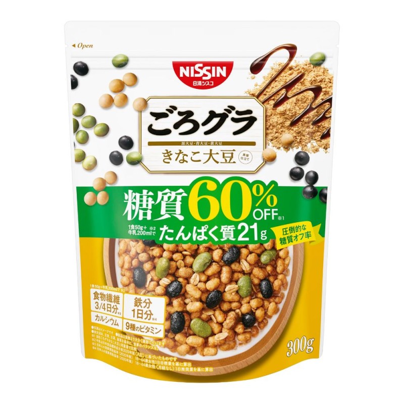 닛신 고로그라 그래놀라 시리얼 당질 60% 오프 키나코 대두 300g