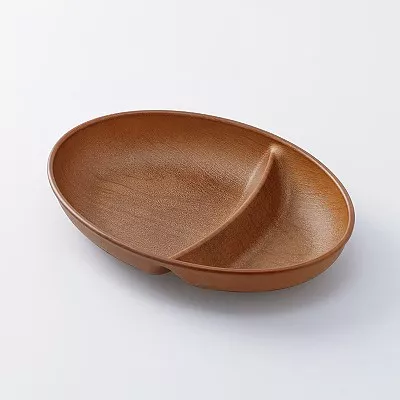 스탠다드 프로덕트 나뭇결 오벌 런치 플레이트 브라운