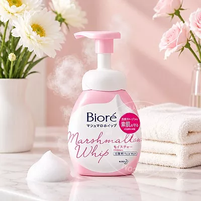 비오레 마시멜로 휩 모이스쳐 150ml 거품형 세안제 클렌징폼