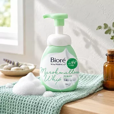 비오레 마시멜로 휩 아크네 케어 150ml 거품형 세안제 클렌징폼