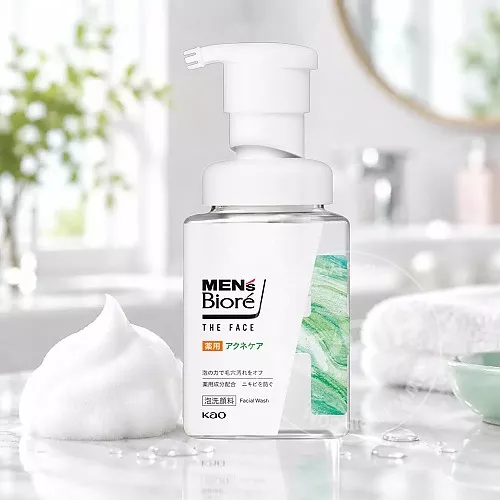 멘즈 비오레 더 페이스 약용 아크네 케어 세안제 클렌징폼 200ml 펌프 타입