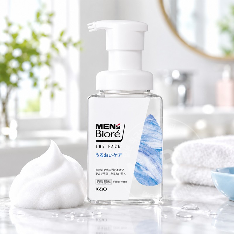 멘즈 비오레 더 페이스 촉촉 케어 세안제 클렌징폼 200ml 펌프 타입