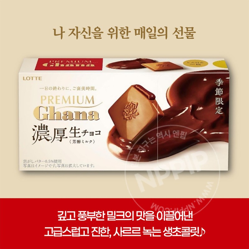 롯데 프리미엄 가나 농후 생초콜릿 풍부한 밀크맛 12개입