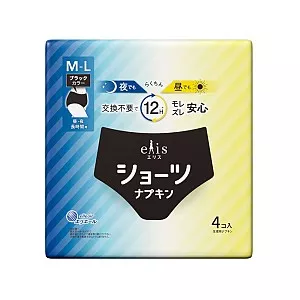 엘리스 숏츠 M~L 장시간용 생리팬츠 블랙 4개입