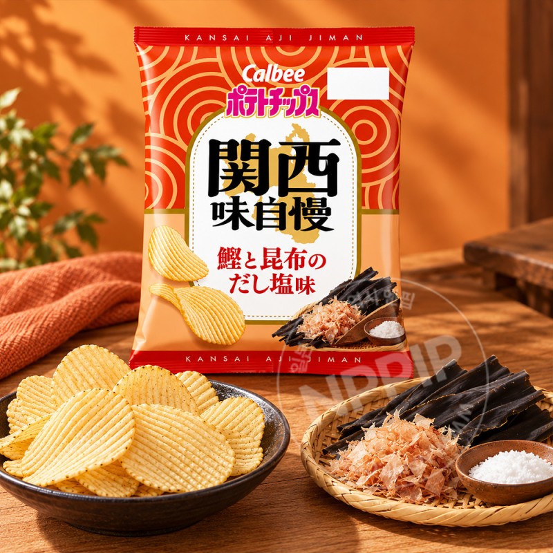 가루비 포테이토칩 간사이 가쓰오 다시마 다시 소금맛 감자칩 57g