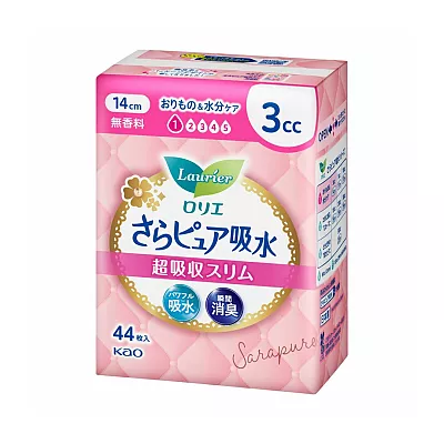 카오 로리에 사라퓨어 초흡수 슬림 생리대 3cc 무향료 44매입