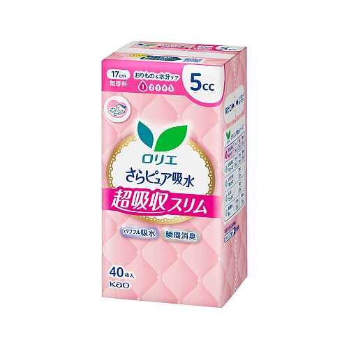 카오 로리에 사라퓨어 초흡수 슬림 생리대 5cc 무향료 40매입