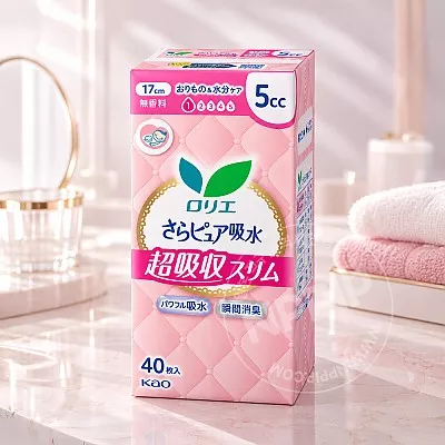 카오 로리에 사라퓨어 초흡수 슬림 생리대 5cc 무향료 40매입