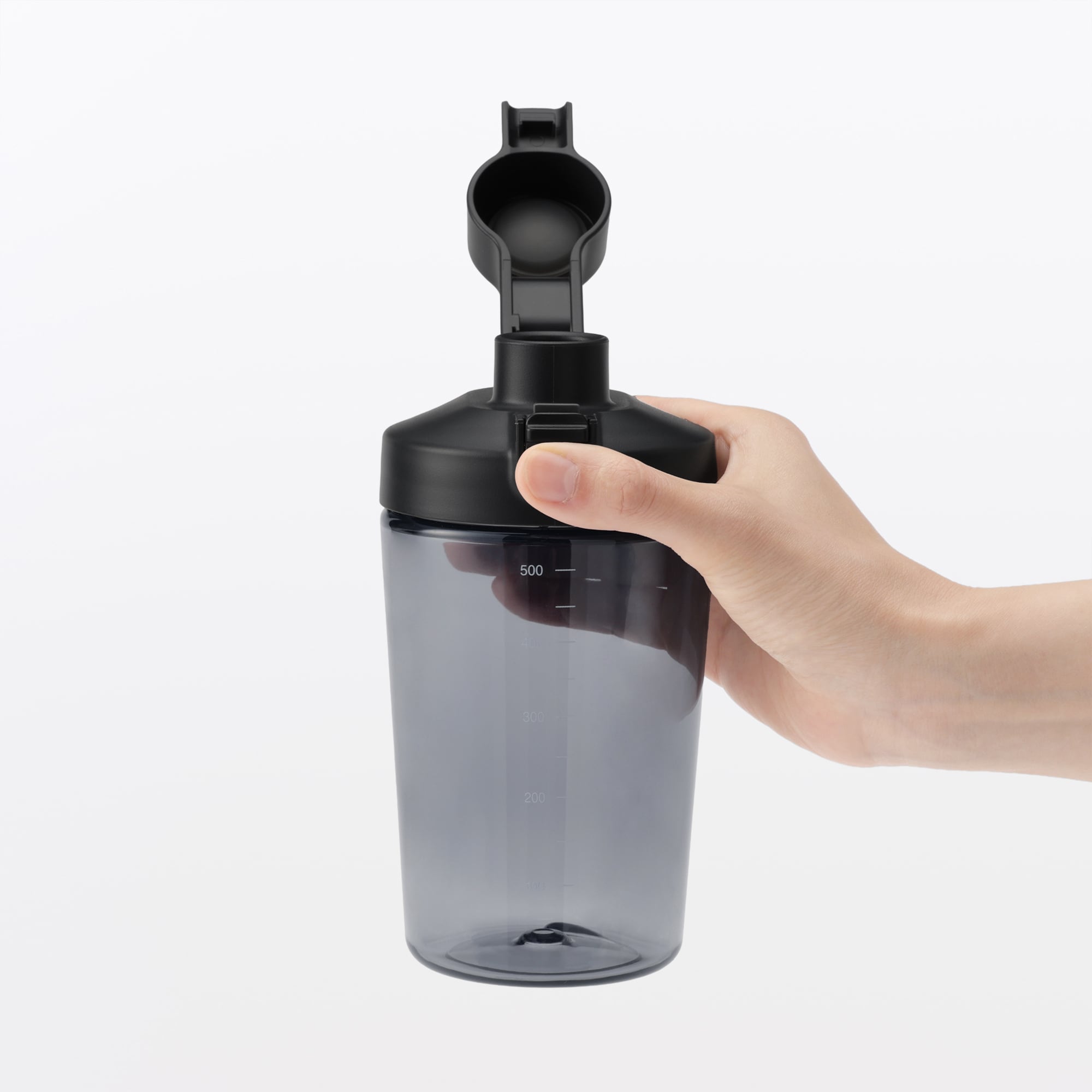 무인양품 입구가 넓어 씻기 쉬운 눈금 표시 원터치 보틀 블랙 500ml