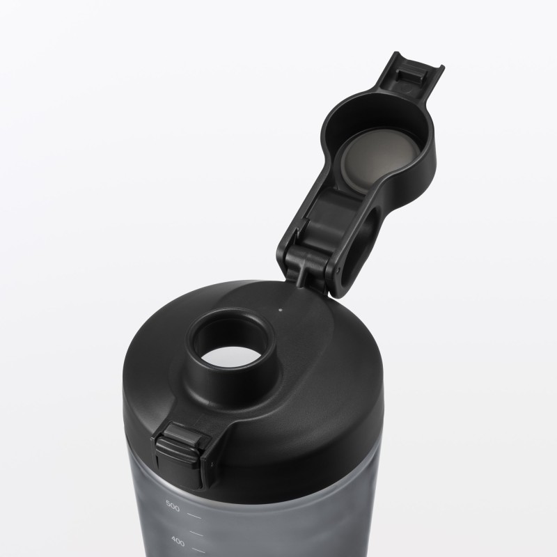 무인양품 입구가 넓어 씻기 쉬운 눈금 표시 원터치 보틀 블랙 500ml