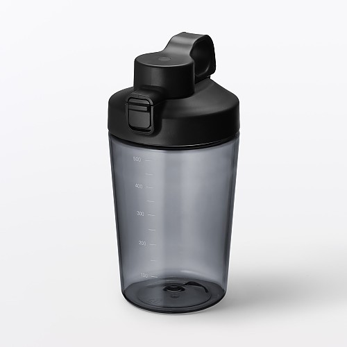 무인양품 입구가 넓어 씻기 쉬운 눈금 표시 원터치 보틀 블랙 500ml