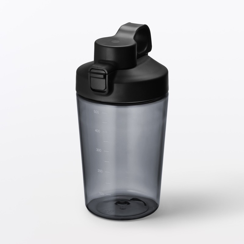 무인양품 입구가 넓어 씻기 쉬운 눈금 표시 원터치 보틀 블랙 500ml