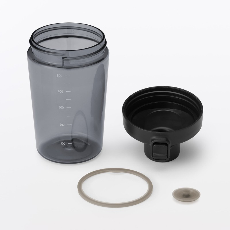 무인양품 입구가 넓어 씻기 쉬운 눈금 표시 원터치 보틀 블랙 500ml