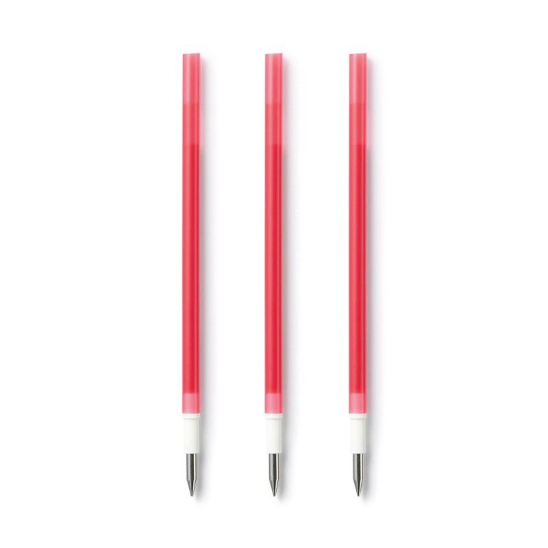 무인양품 리필심 문질러 지우는 볼펜 노크식용 레드 3개입 0.38mm