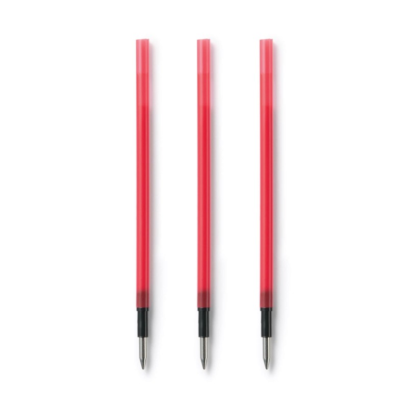 무인양품 리필심 문질러 지울 수 있는 볼펜 노크식용 레드 3개입 0.5mm